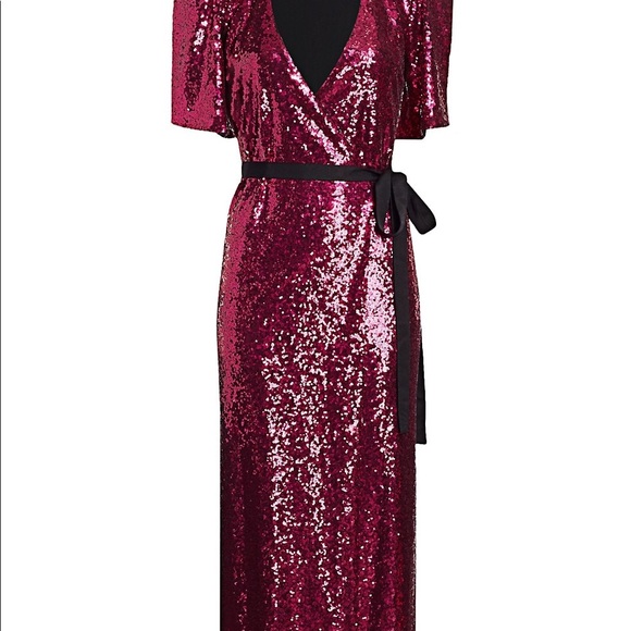 🥳HP🥳ML Monique Lhuillier-Sequin Wrap Midi💥Sz 6 - Picture 10 of 13